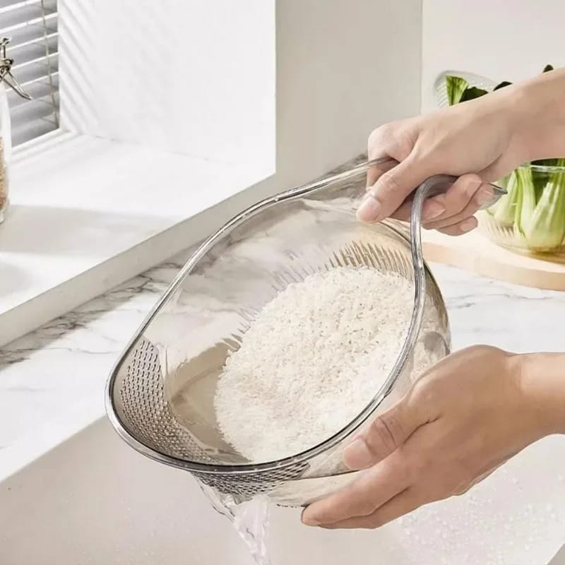 Rice washing bowl/ Colander Multi-Functionality: Ideal for washing rice, vegetables, fruits, and more.