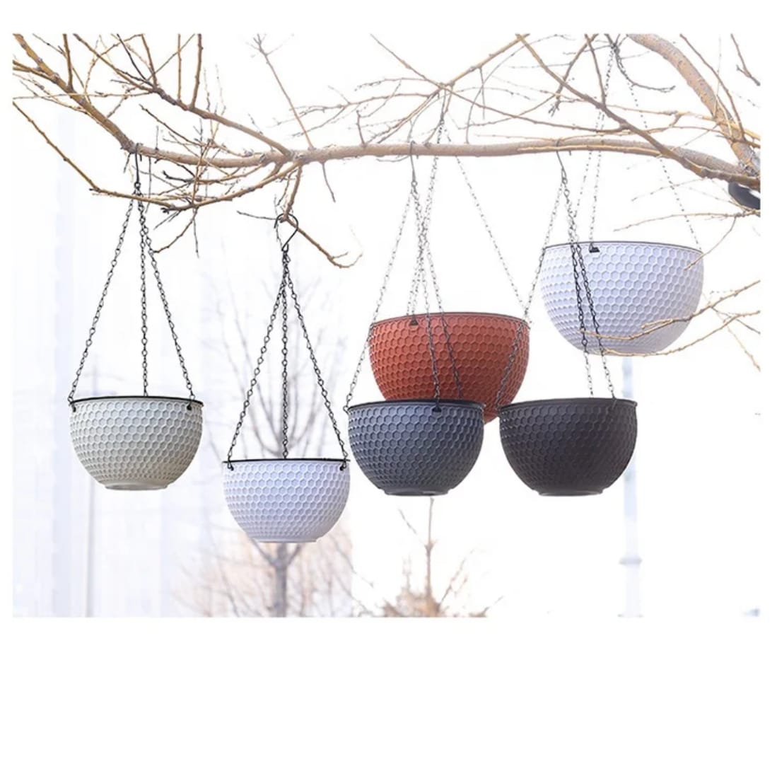 Plastic Woven Pattern Hanging Plant Pot/ Planter Add a touch of charm to your indoor or outdoor space