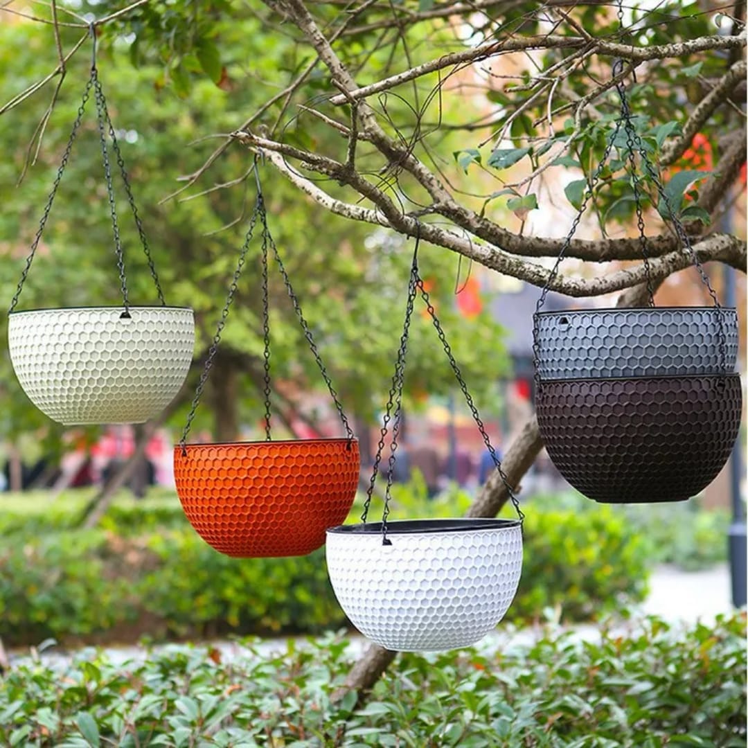 Plastic Woven Pattern Hanging Plant Pot/ Planter Add a touch of charm to your indoor or outdoor space