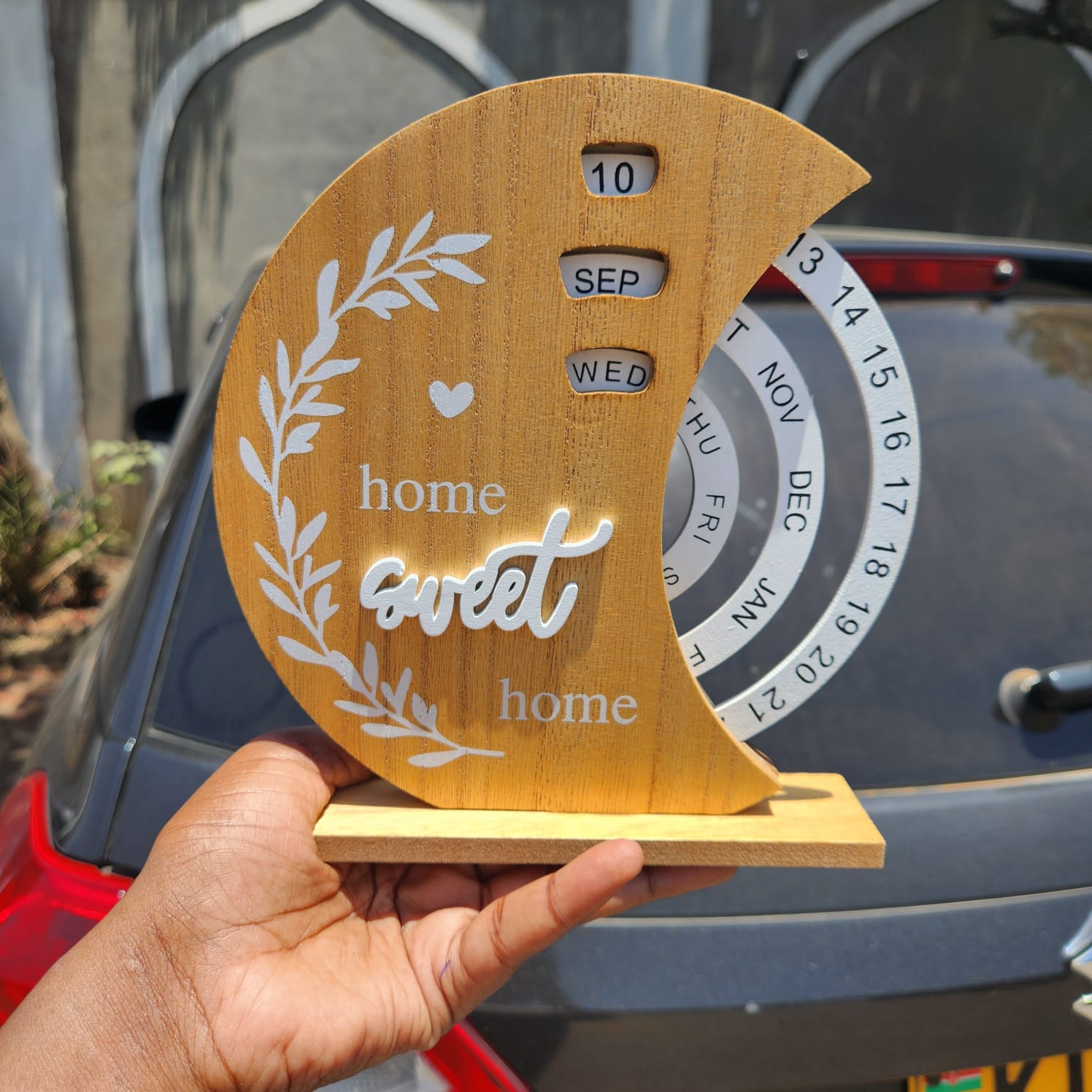 Wooden Creative Perpetual Calendar Home Decoration Office Desk Ornaments Manual Rotating Turntable Calendar