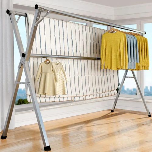 Collapsible Double Pole Drying Clothes Rack / this clothes rack makes it have enough space to hang many clothes at the same time