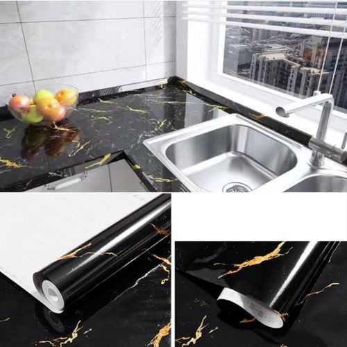 Self Adhesive Marble Contact Paper- Black Gold  | high quality and realistic marble effects.