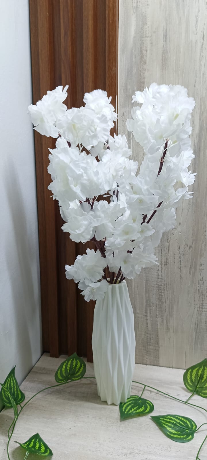 Nordic Artificial Flowers cherry blossom with Vase- White