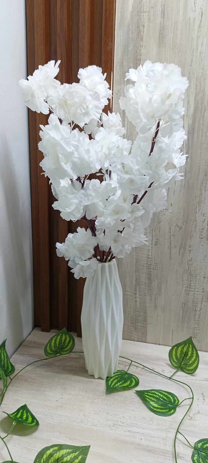 Nordic Artificial Flowers cherry blossom with Vase- White