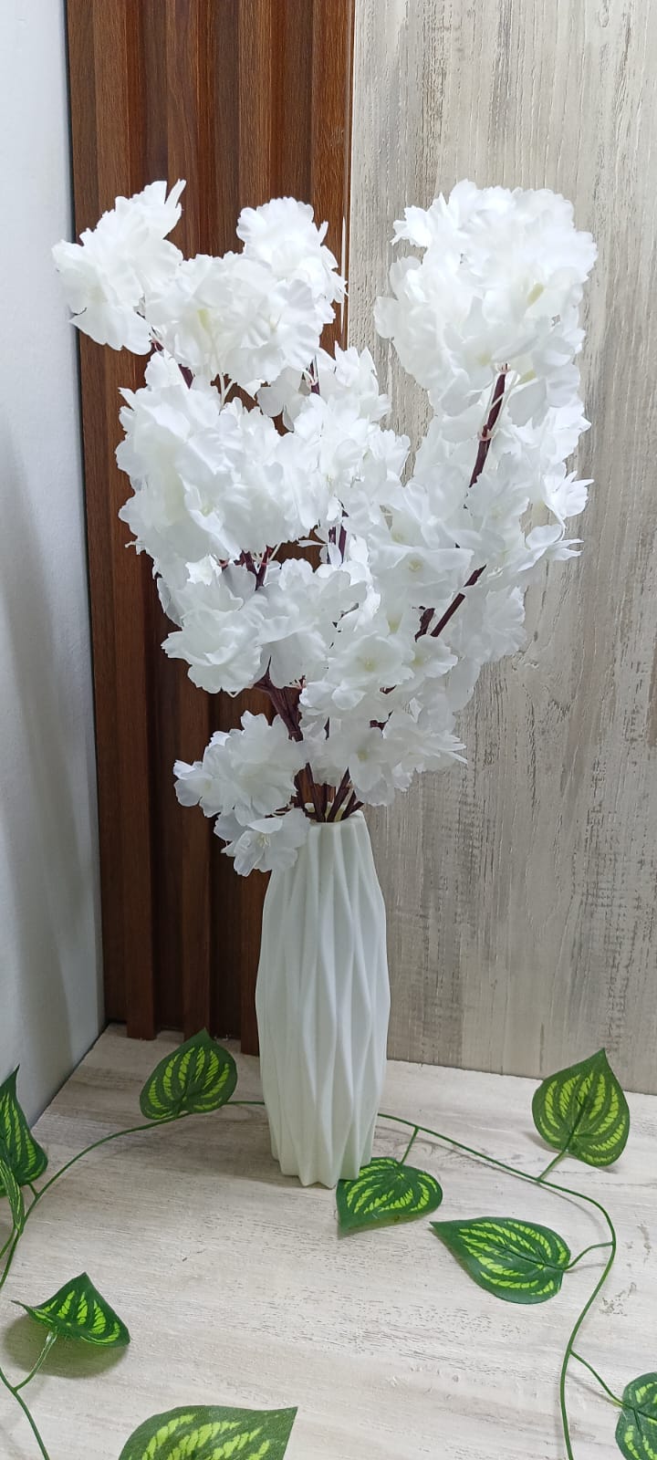 Nordic Artificial Flowers cherry blossom with Vase- White