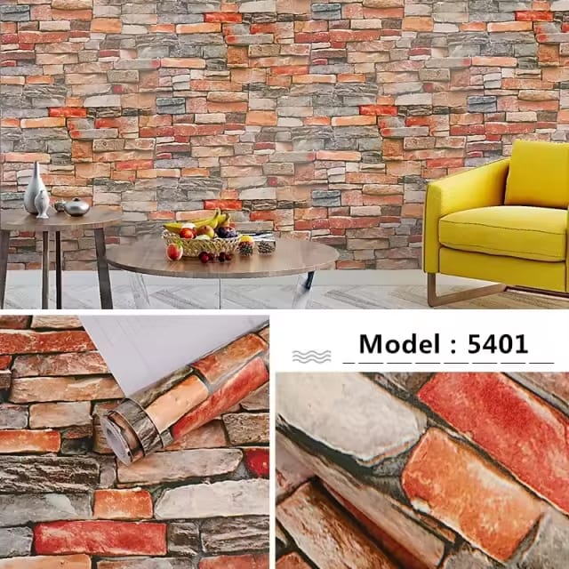 3D Self adhesive Brick Wallpaper Multicolor decorative Film- 5M