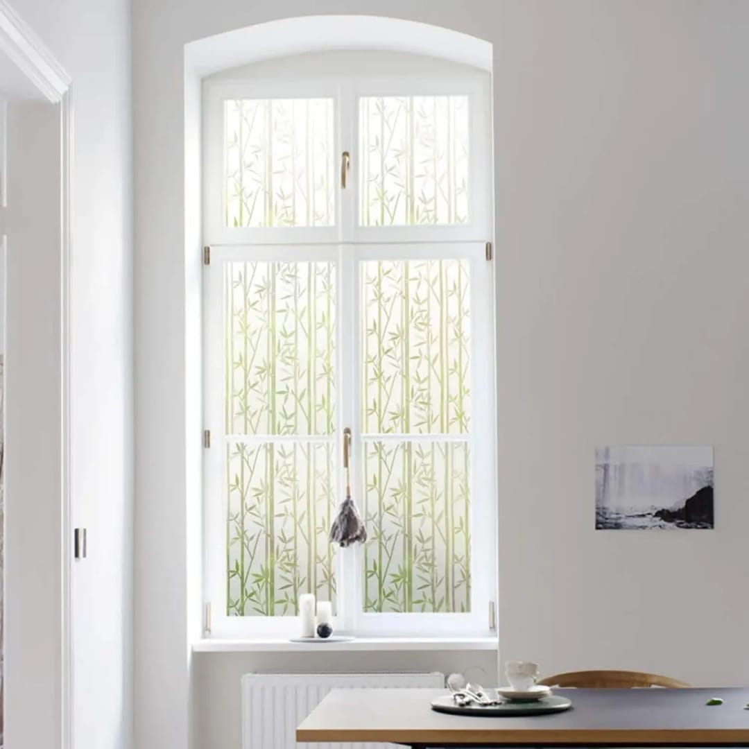 Privacy Window Film Static Cling Sticker- Bamboo Design