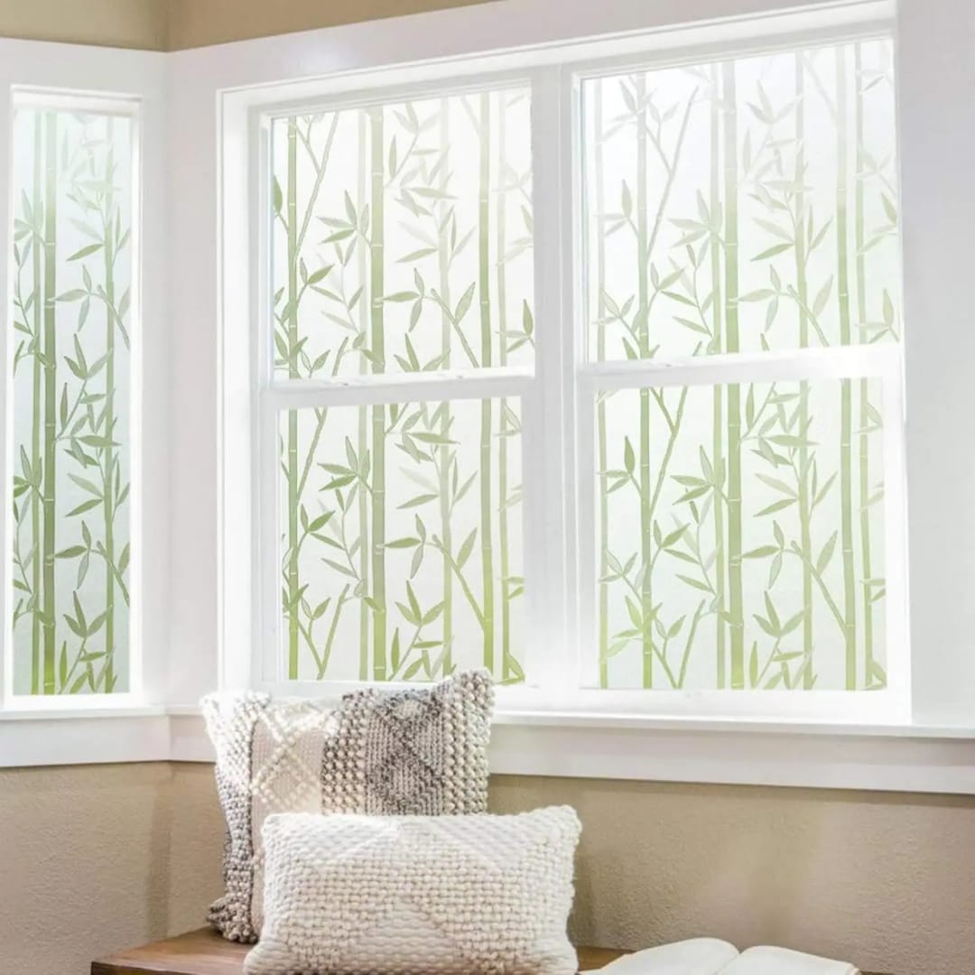 Privacy Window Film Static Cling Sticker- Bamboo Design