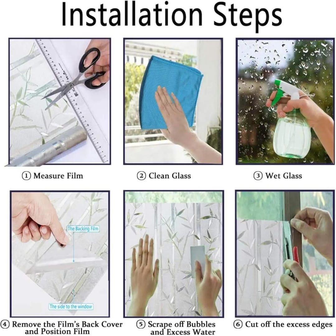 Privacy Window Film Static Cling Sticker- Bamboo Design