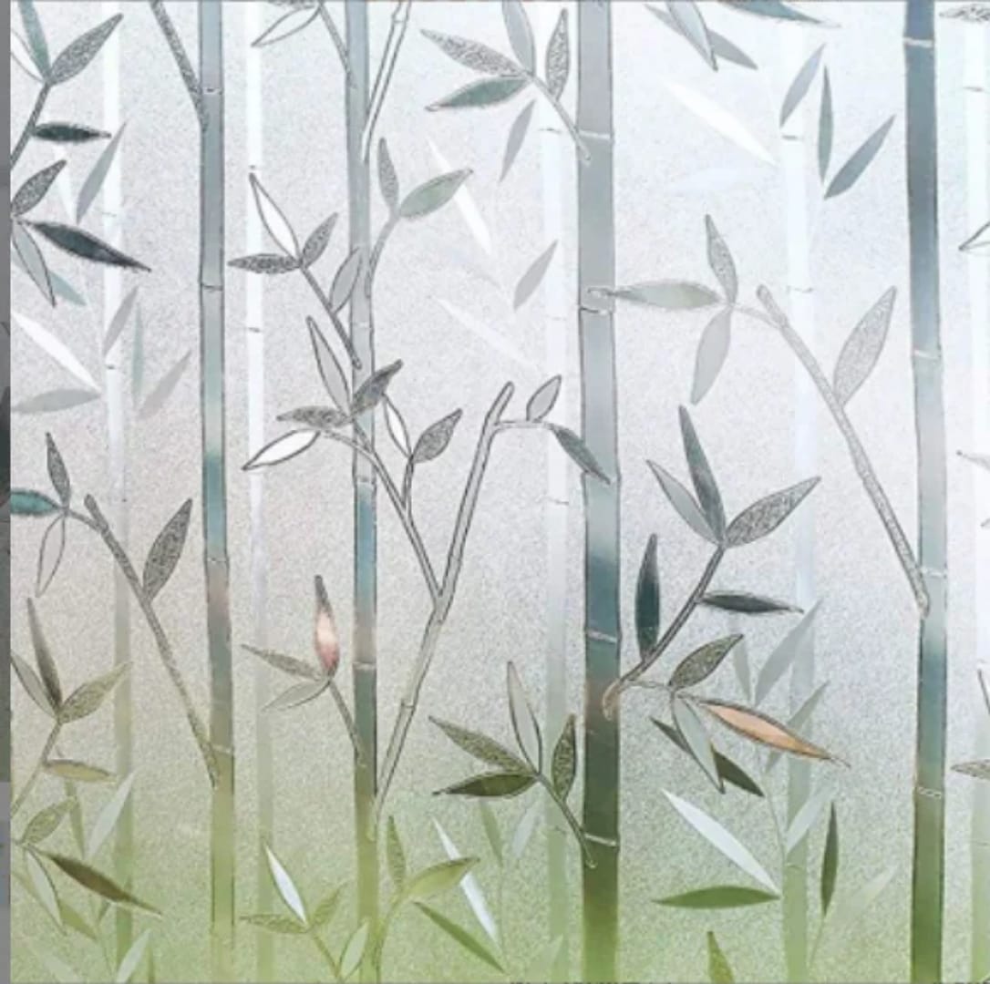 Privacy Window Film Static Cling Sticker- Bamboo Design