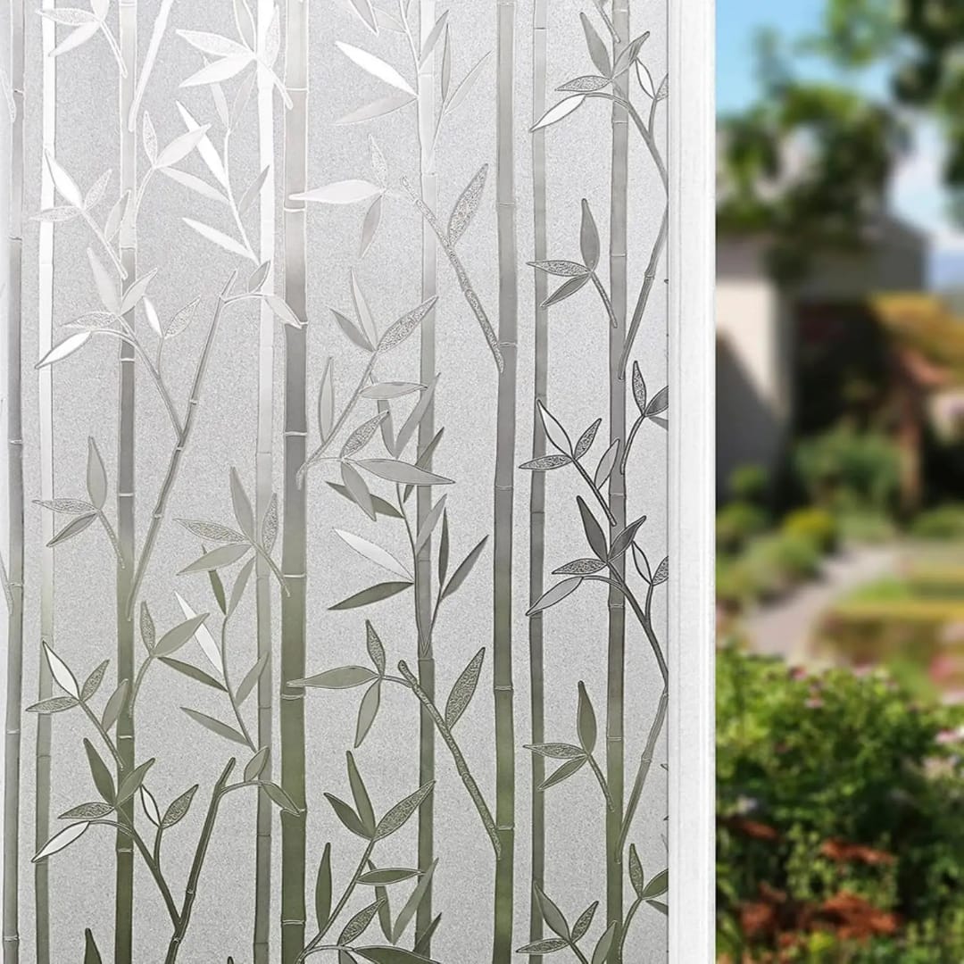 Privacy Window Film Static Cling Sticker- Bamboo Design