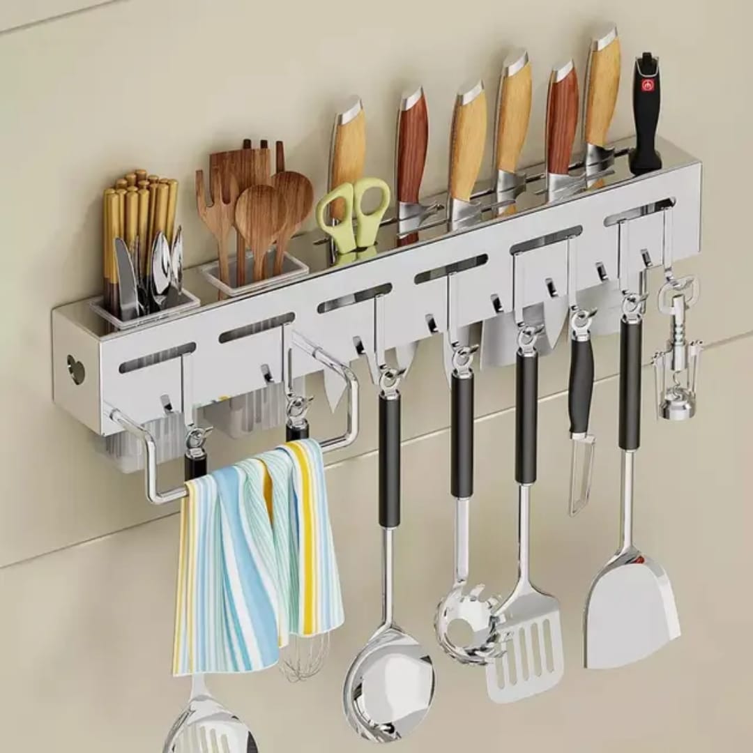 Wall mounted kitchen knife and spoon holder Organizer