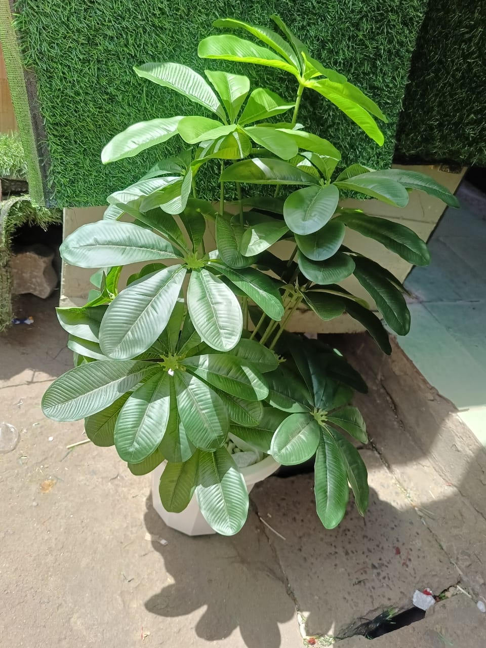 Artificial Mango Flower, with Bucket vase, and decor stones - Mango