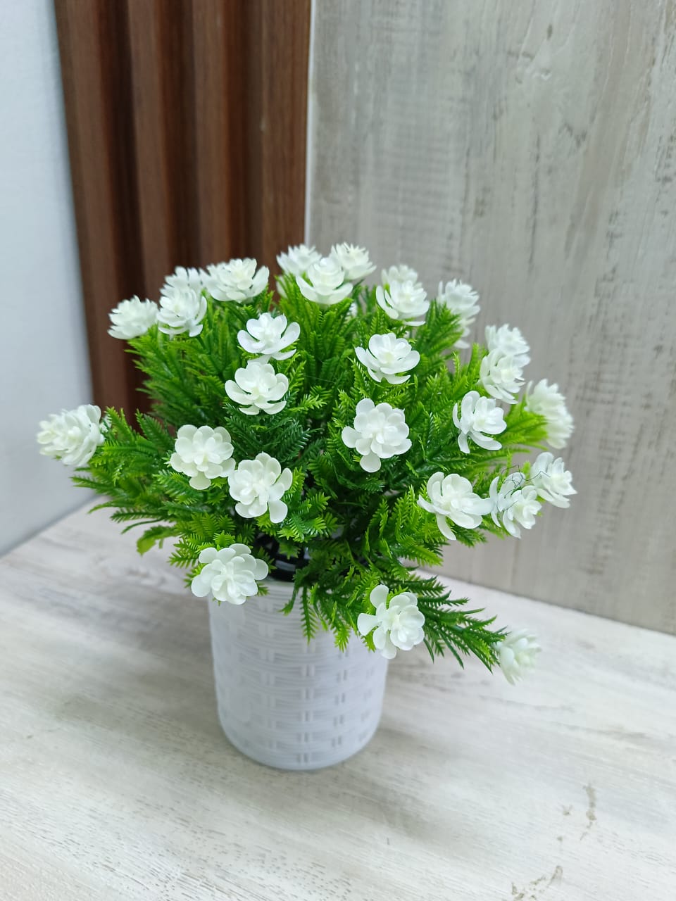 Table Top Bonsai with White flower, decor stones