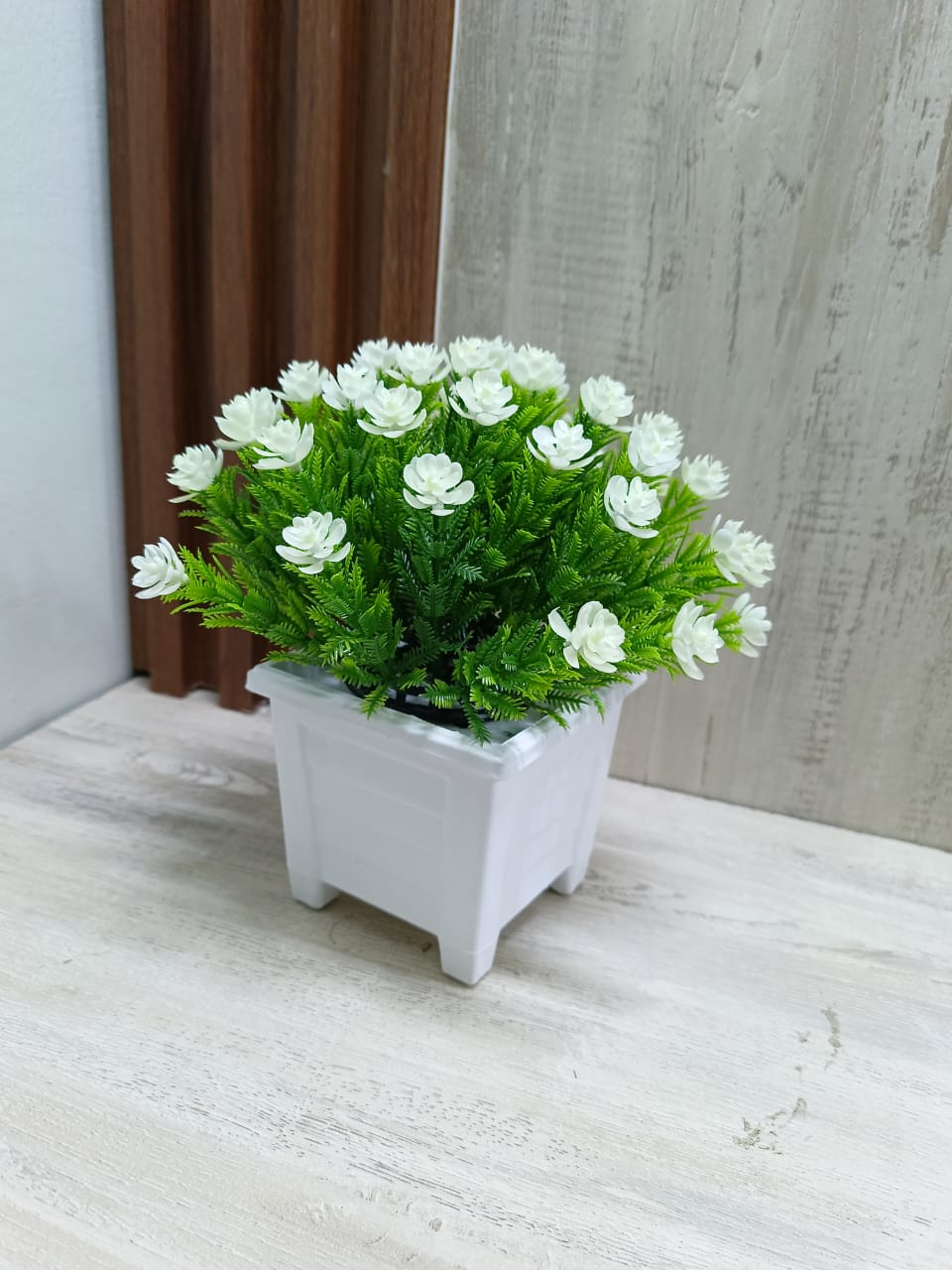 Table Top Bonsai with White flower, decor stones