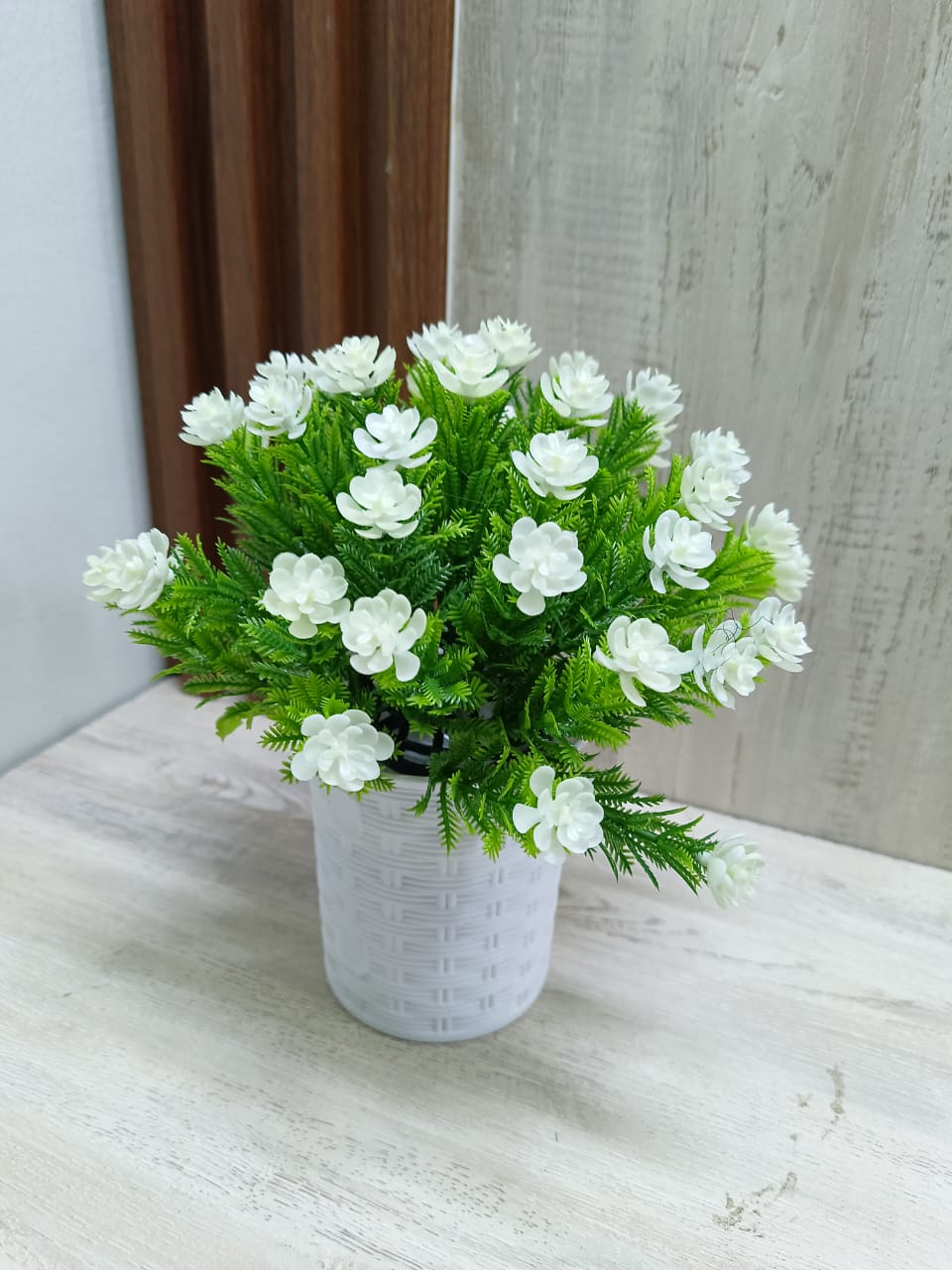 Table Top Bonsai with White flower, decor stones