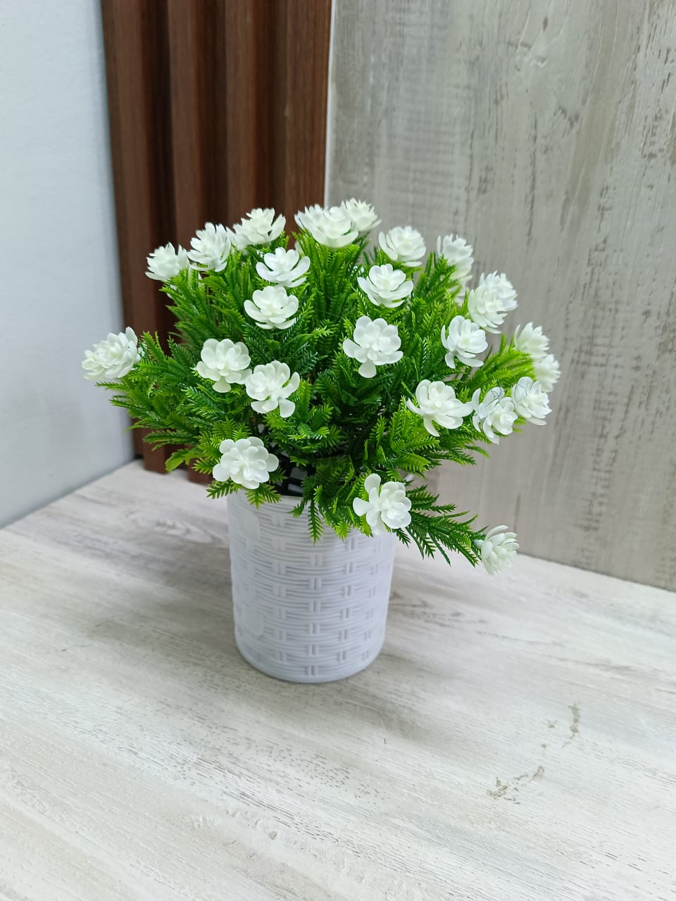 Table Top Bonsai with White flower, decor stones