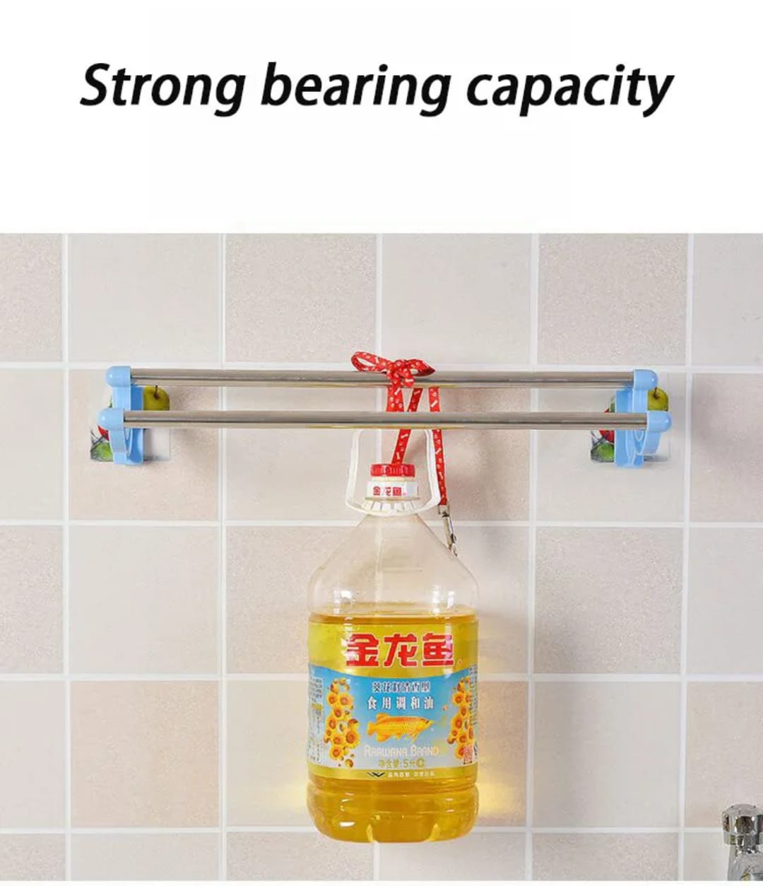 Self adhesive Double Pole Towel Holder, Towel Rack do both kitchen and  Bathroom Accessories