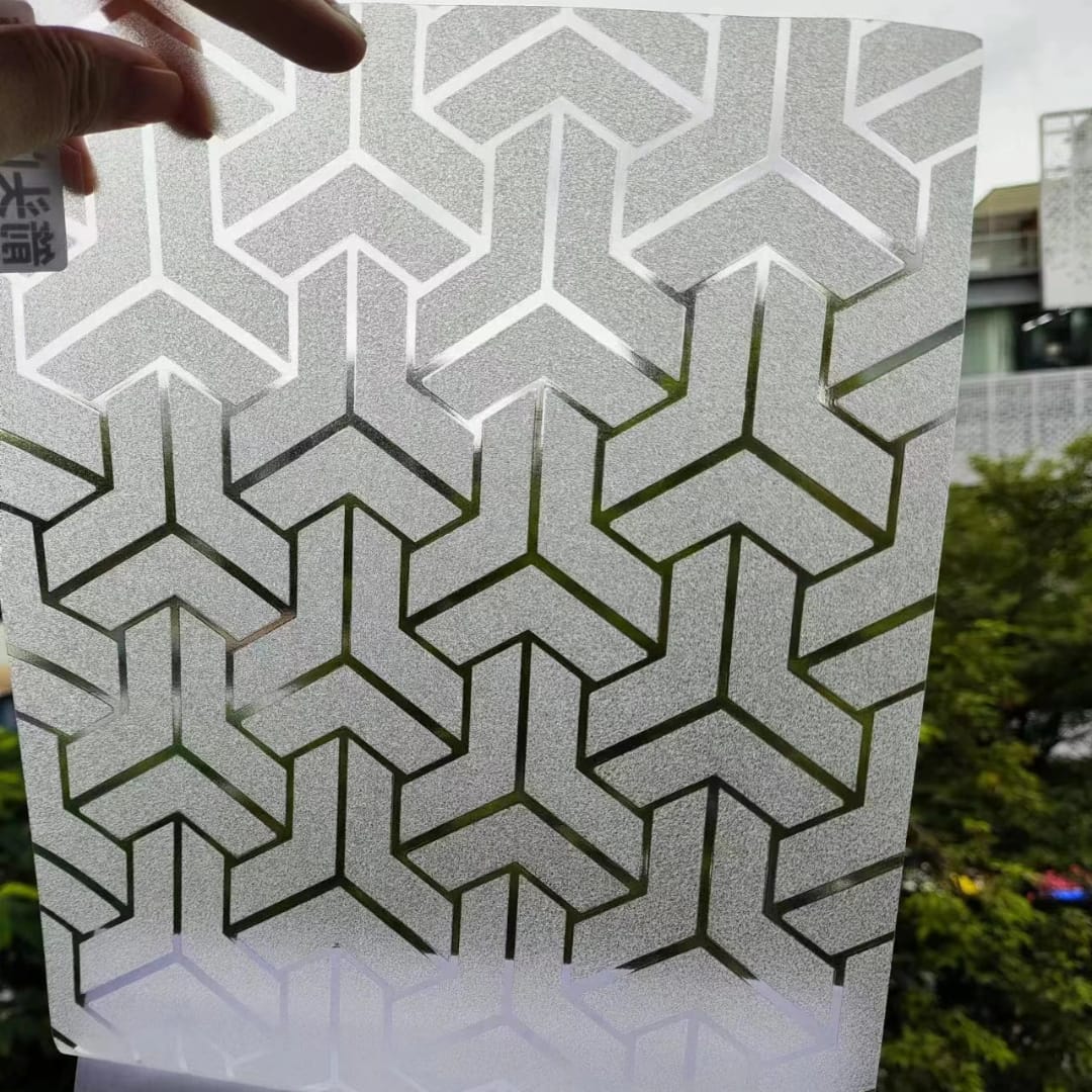Privacy Window Film Static Cling Sticker- interlocking Chevron Design