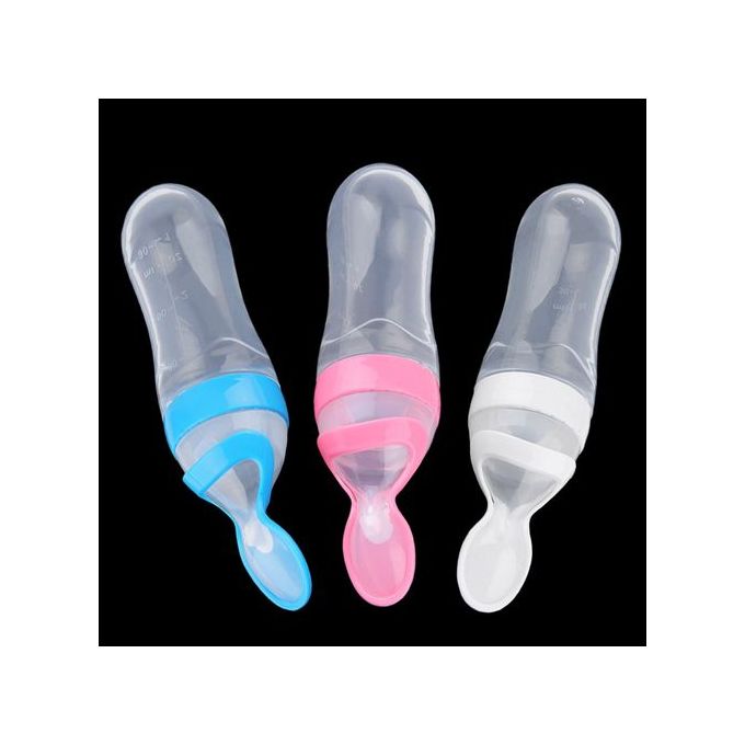 Baby Silicone Squeeze Feeding Bottle Spoon