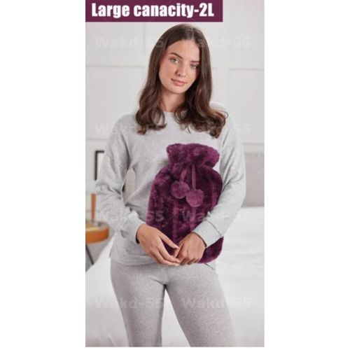Hot Water bottle with Faux cover - pain relief-2L