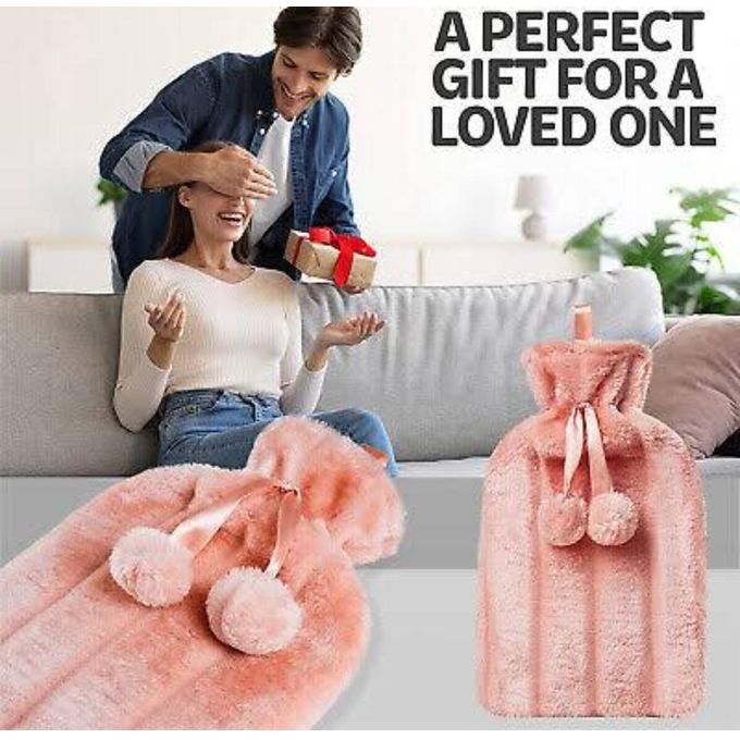 Hot Water bottle with Faux cover - pain relief-2L