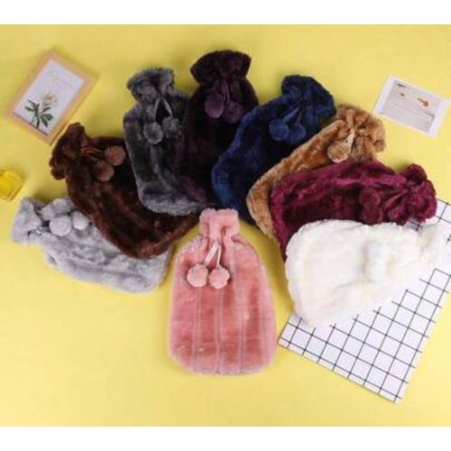 Hot Water bottle with Faux cover - pain relief-2L