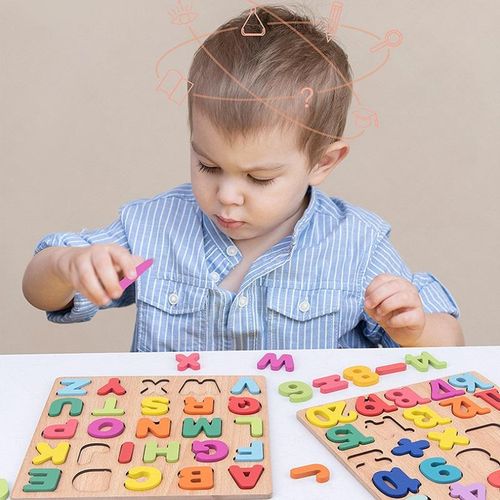 Kids Alphabets Letters,shapes,numbers Montessori Wooden Letter Puzzle Toys Alphabet