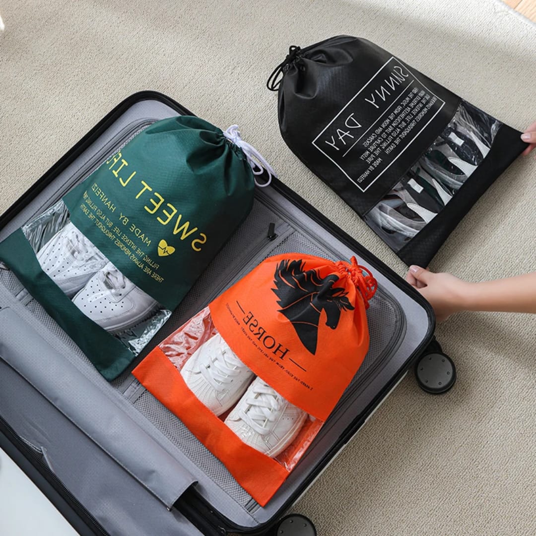 Travel shoe storage Bag non woven  drawstring for shoes clothes