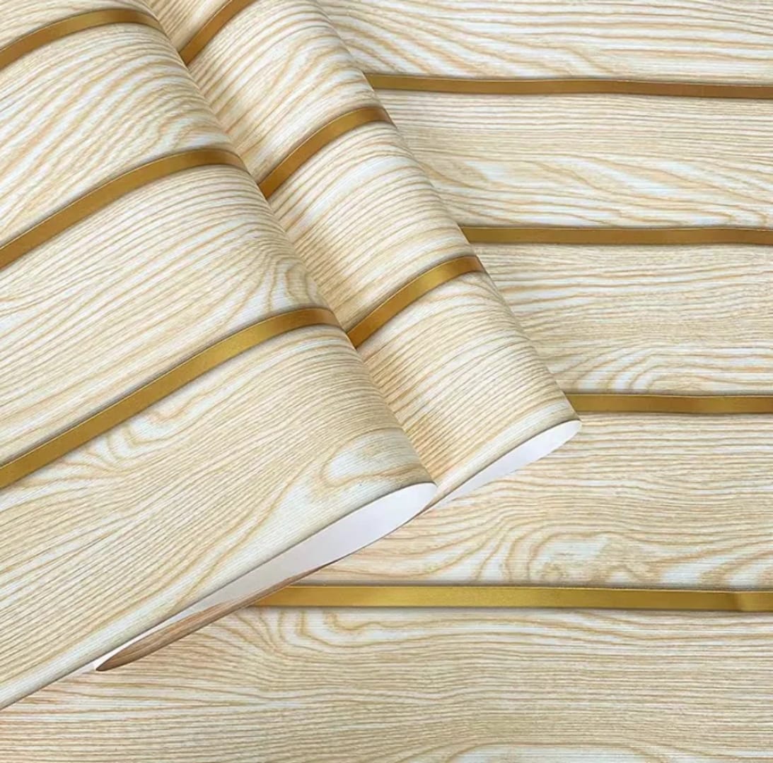 3D Self adhesive Fluted  Wallpaper decorative Film cream gold - 5M- Makes your Wall look fantastic