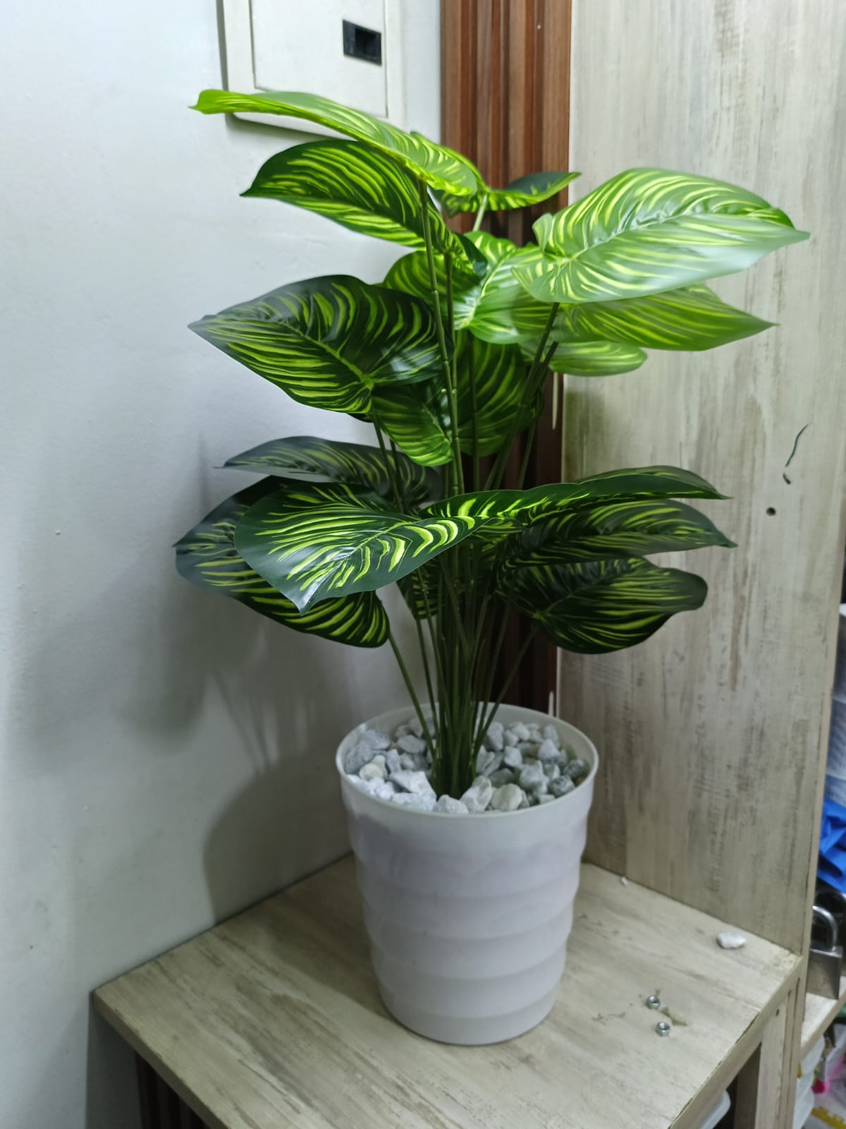 Artificial Stripped Flower , Decor Stones Plus A Vase