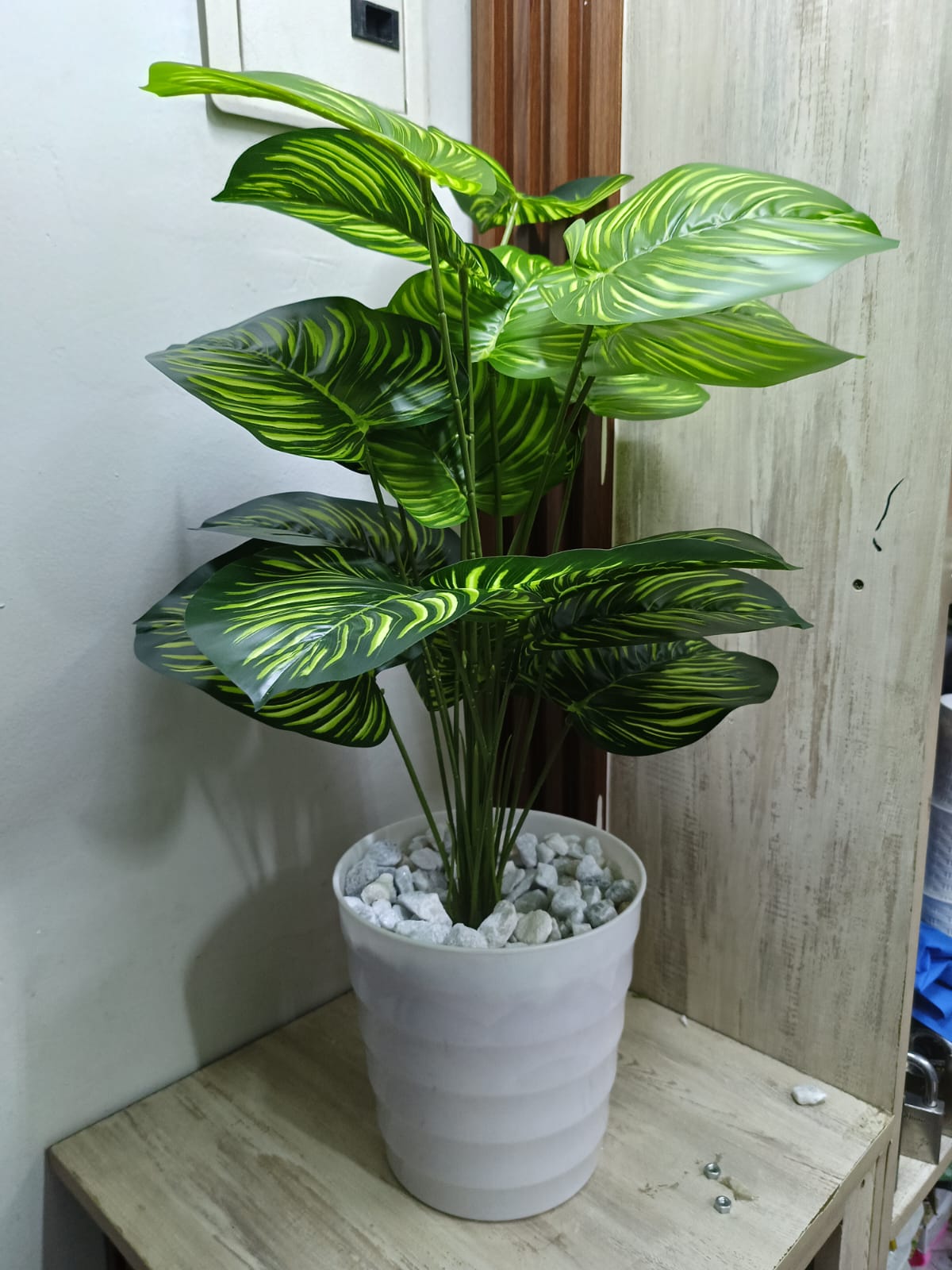 Artificial Stripped Flower , Decor Stones Plus A Vase