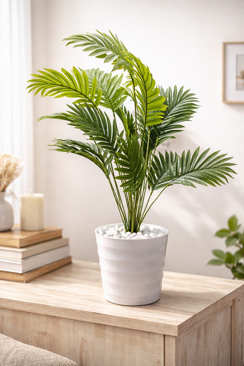 Artificial Palm Flower , Decor Stones Plus A Vase