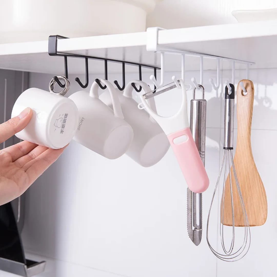 Undershelf Multipurpose Hook Organiser Black