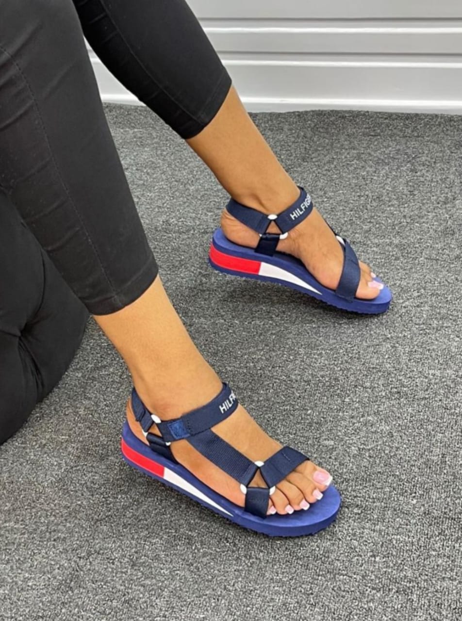 Quality Tommy Hilfiger Sandals Ladie's Summer Slides Rubber Sole New Women Sandals and Slippers Men's Sandals Adult Beach Open Shoes Non-slip Open-toe Sandals