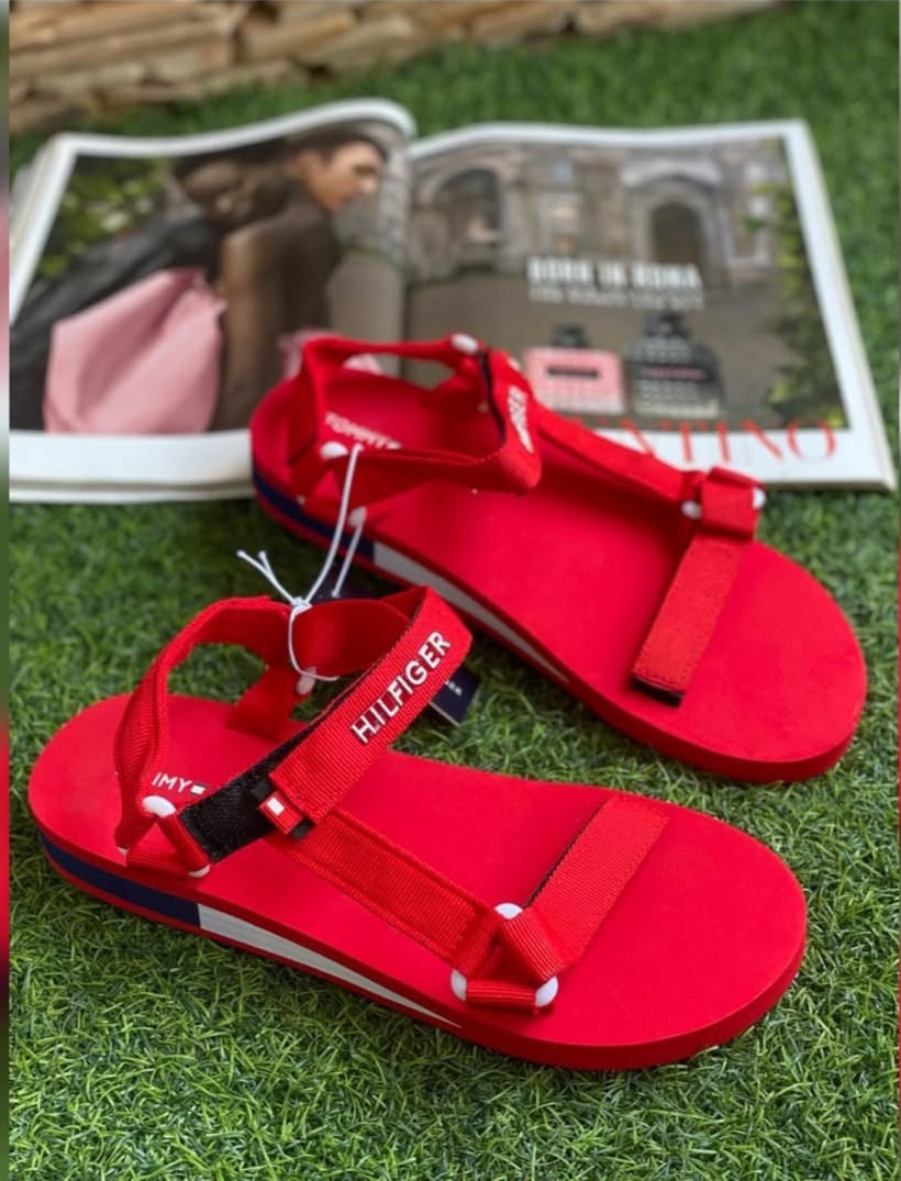 Quality Tommy Hilfiger Sandals Ladie's Summer Slides Rubber Sole New Women Sandals and Slippers Men's Sandals Adult Beach Open Shoes Non-slip Open-toe Sandals