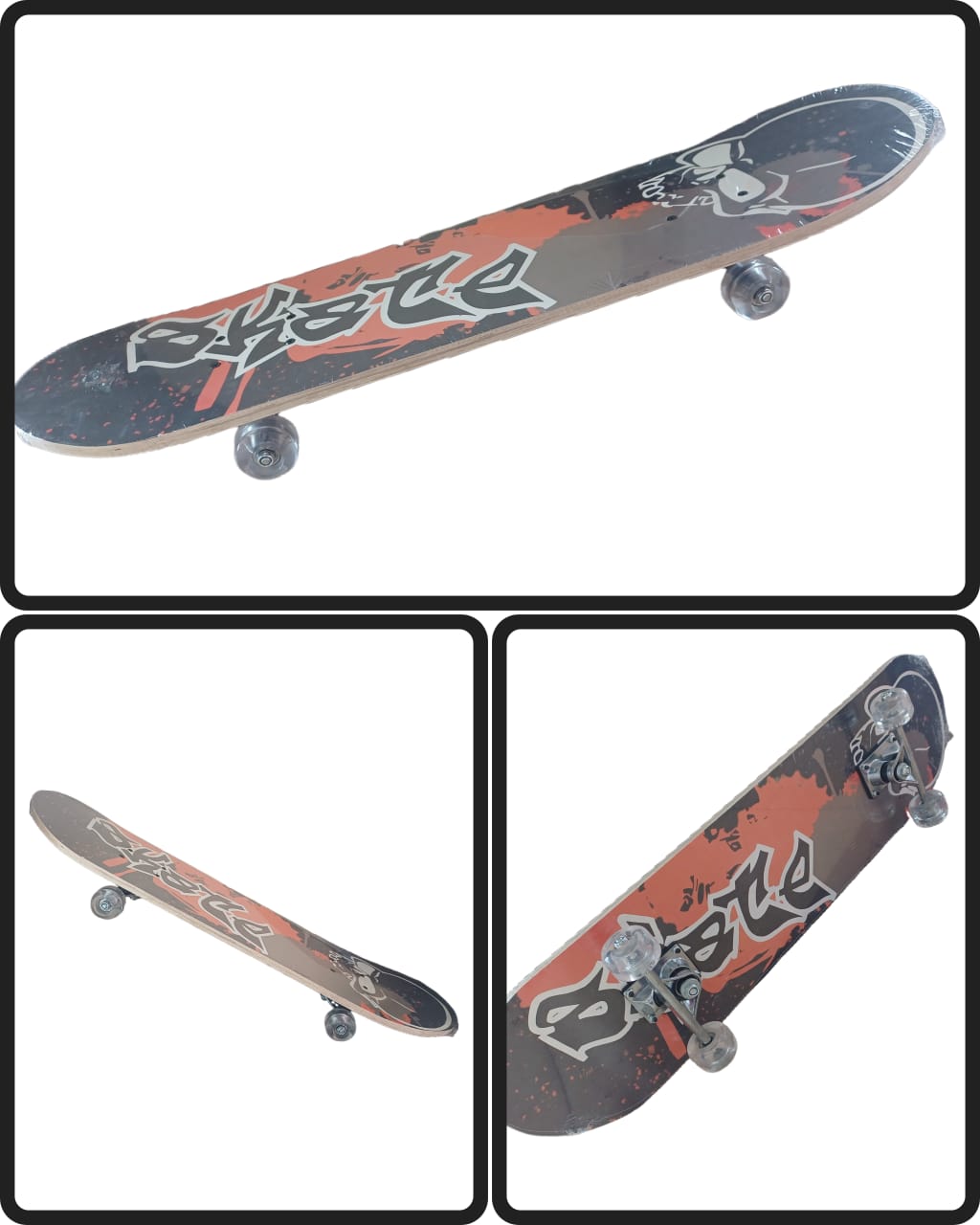 Four Maple Wood Multi Color Skating Board skateboard fully assembled-inch board Nonslip Surface for stable skating.4 Anti Shock PU wheels for kids 6-15 Year old.