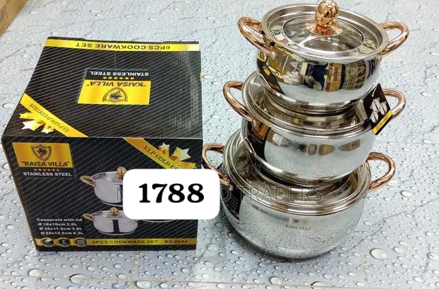 6PCS Kaisa Villa Stainless Steel Cookware Set – Induction Compatible Pots & Pans, 6-piece stainless steel cookware set perfect for everyday cooking, Induction compatible, works on gas, electric.