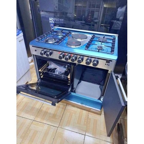 CLEARANCE OFFER Haier 4Gas Burners + 2Electric Hotplates, 60×90 Standing Cooker