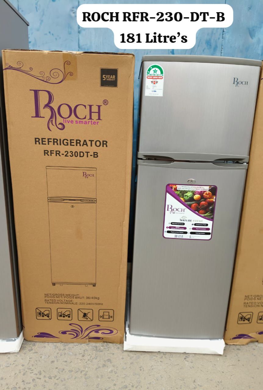 CLEARANCE OFFER Roch Fridge 182L Direct Cool Double Door Silver RFR-230DT-B