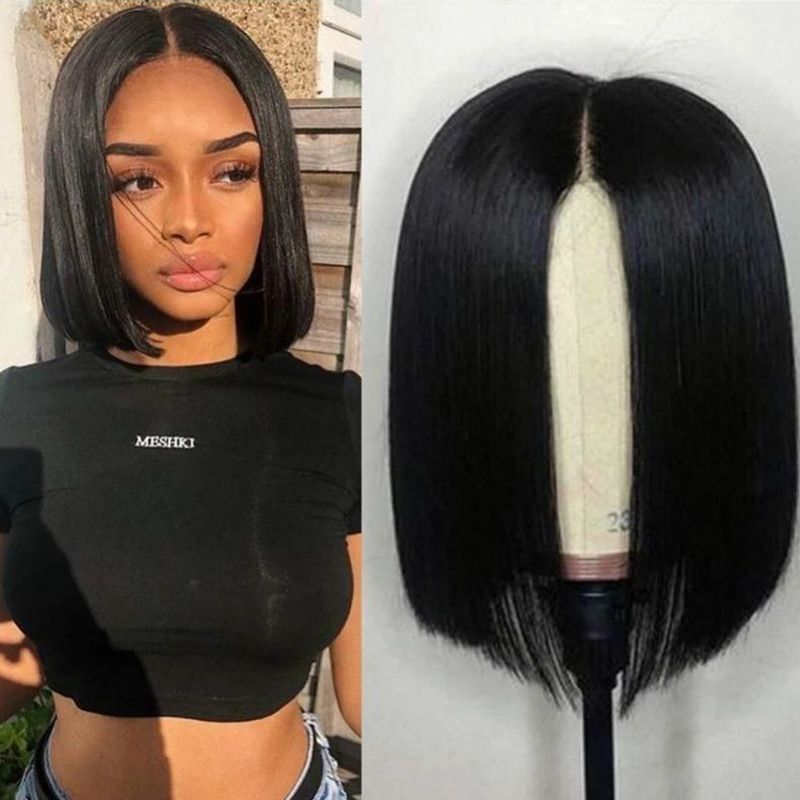 Wig for women black short straight hair bobo wigs mid cut short hair short straight hair