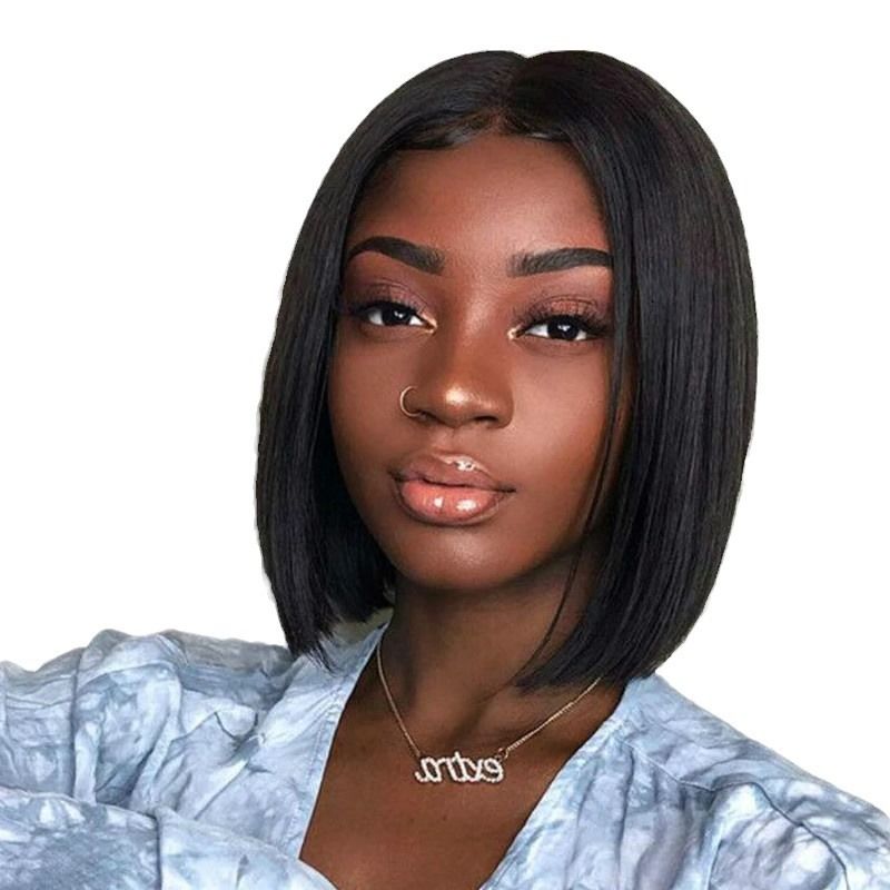 Wig for women black short straight hair bobo wigs mid cut short hair short straight hair