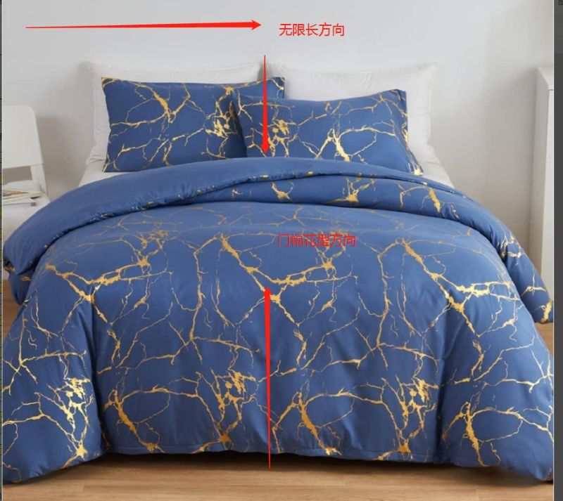 4Pcs Set CLASSY Tuffed and marble duvet covers with 1pc duvet cover, 1pc flat bed sheet and two pillow covers