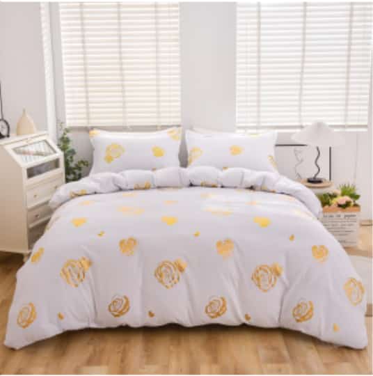 4Pcs Set CLASSY Tuffed and marble duvet covers with 1pc duvet cover, 1pc flat bed sheet and two pillow covers