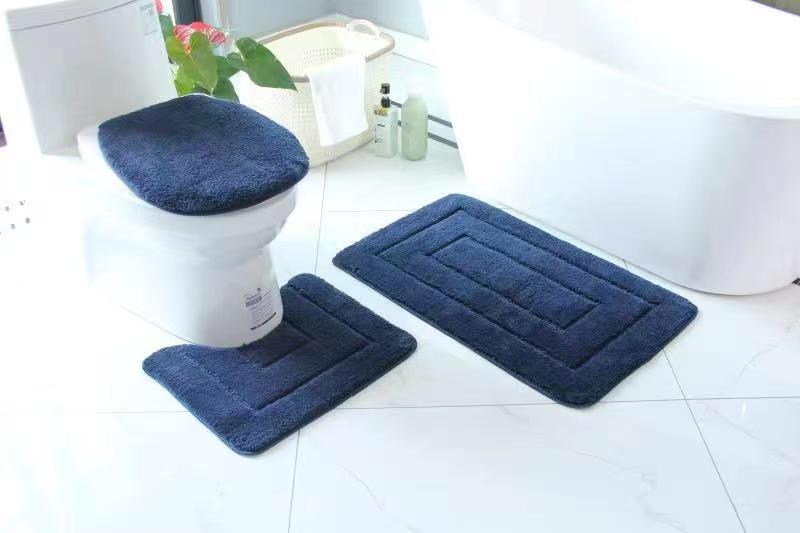 🎯 LIMITED OFFER 🎯 - 3 IN 1 pcs/set Solid Color Bathroom Mat Set Fluffy Hairs Bath Carpets Modern Toilet Lid Cover Rugs Bathroom Products At affordable price