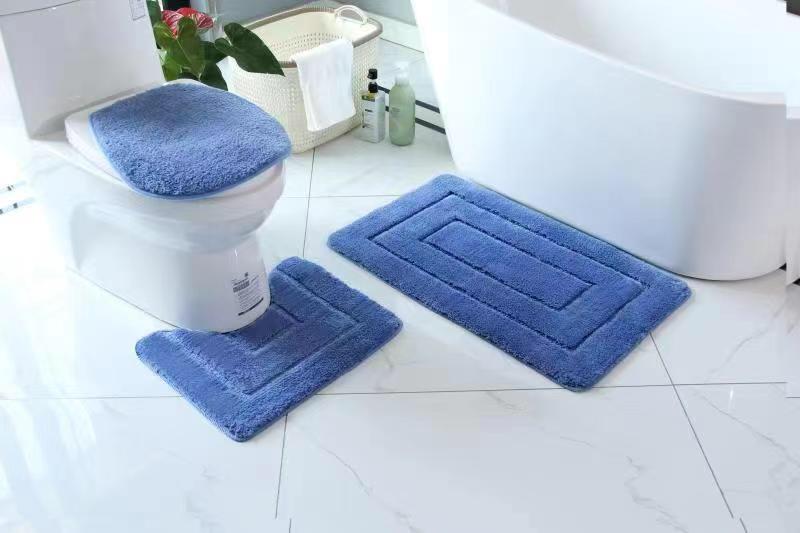 🎯 LIMITED OFFER 🎯 - 3 IN 1 pcs/set Solid Color Bathroom Mat Set Fluffy Hairs Bath Carpets Modern Toilet Lid Cover Rugs Bathroom Products At affordable price