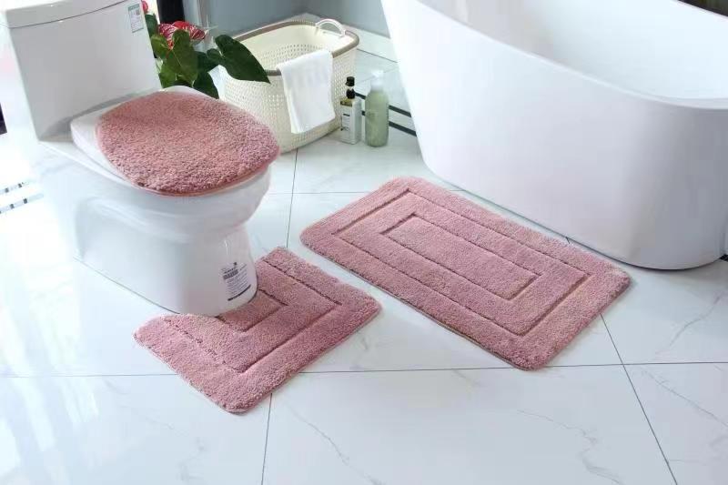 🎯 LIMITED OFFER 🎯 - 3 IN 1 pcs/set Solid Color Bathroom Mat Set Fluffy Hairs Bath Carpets Modern Toilet Lid Cover Rugs Bathroom Products At affordable price