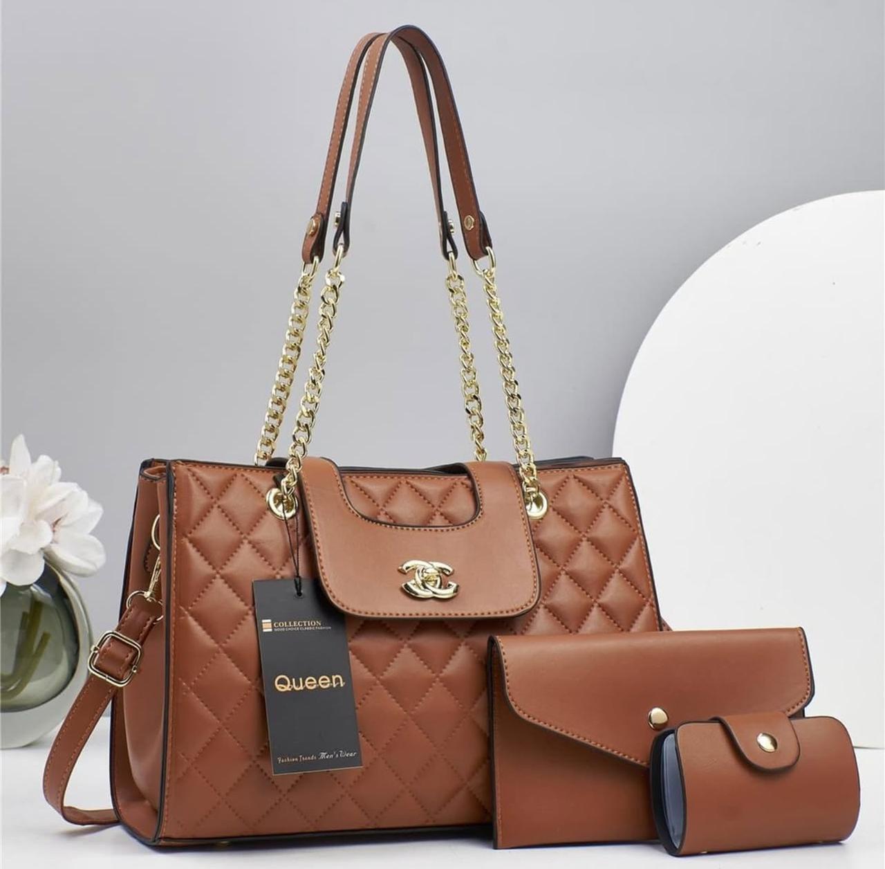 [ GRAB IT AT LOW PRICE+ ADDED OFFERS 🤩🤩✨ !!! ]  3 IN 1 New Arrival High Quality Stylish and Luxurious Comfortable Ladies Handbag ..Designed With Durability and Functionality ✔👌