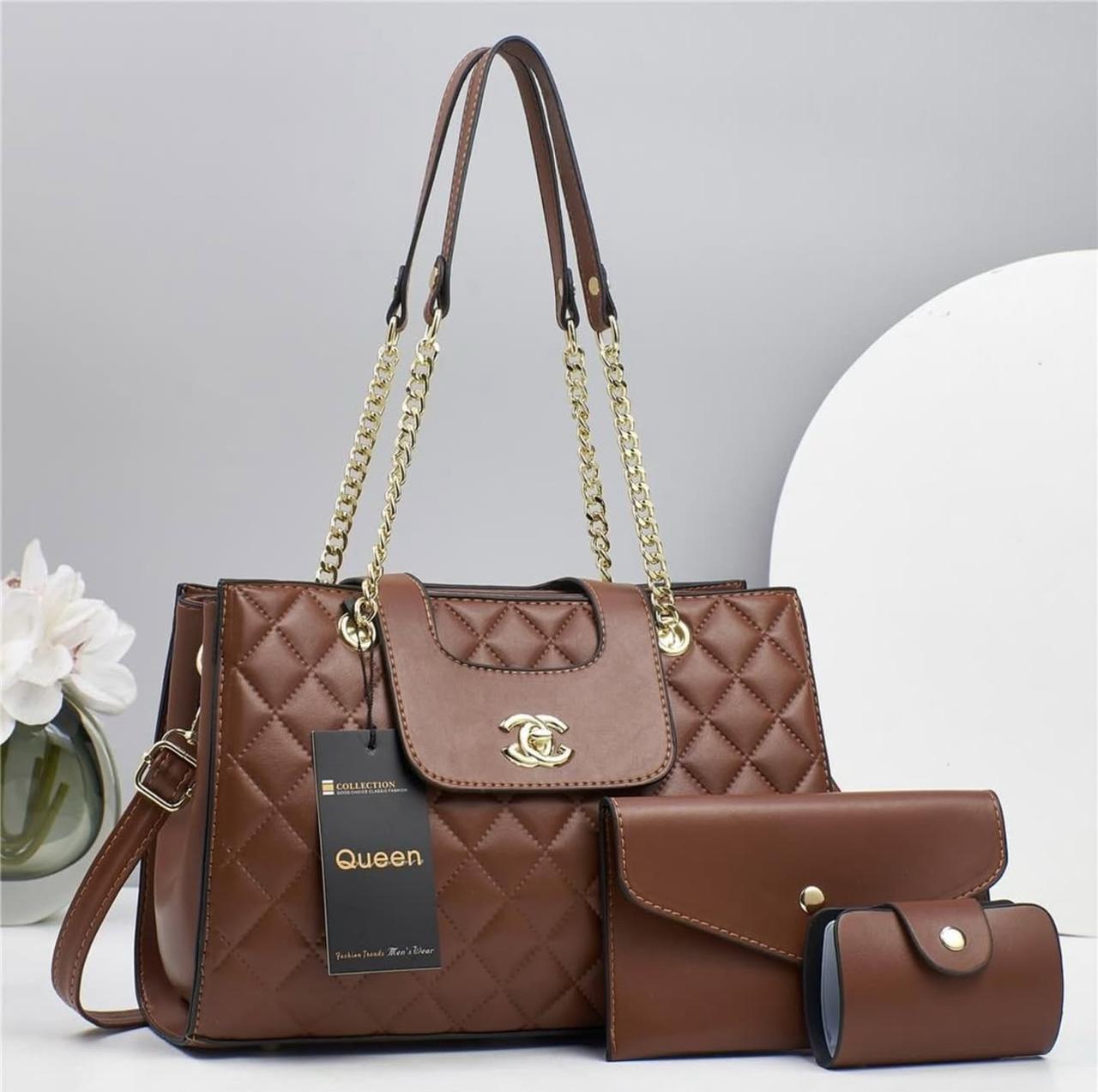 [ GRAB IT AT LOW PRICE+ ADDED OFFERS 🤩🤩✨ !!! ]  3 IN 1 New Arrival High Quality Stylish and Luxurious Comfortable Ladies Handbag ..Designed With Durability and Functionality ✔👌