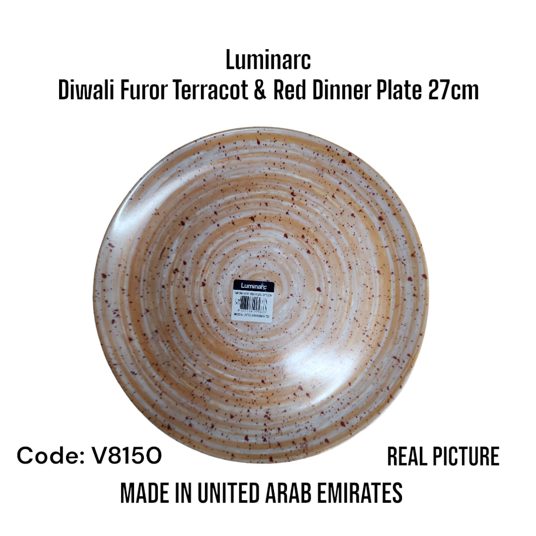 🎯 BEST VALUE OFFER 🎯 - [ MAKES IT EASY AND SAVES COSTS 🤩🤩✨ !!! ]  6Pcs Classy Very Quality Durable V8150 Diwali furor terracot and red dinner plate 27cm at Affordable Price